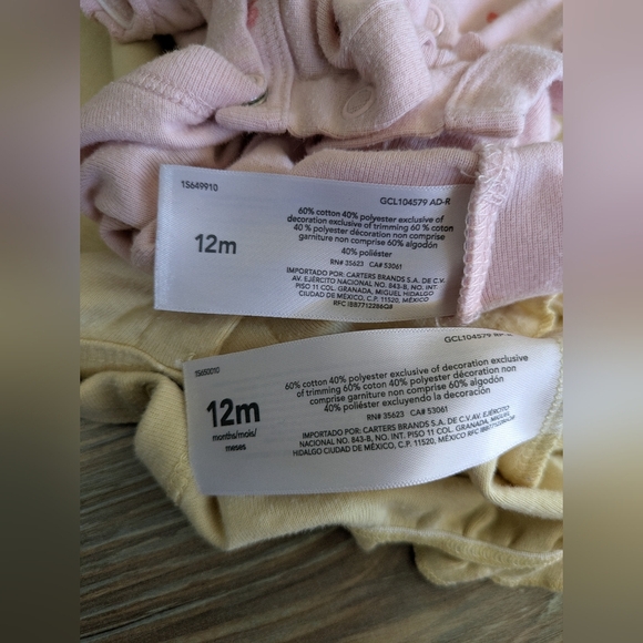 Carter's Child of Mine Baby Girl Sleeveless Romper 2 PC Set Butterfly Bee 12 M - Picture 4 of 4